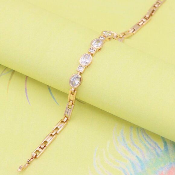 "Elegant Oval CZ Rose Gold Bracelet with Sparkling Accents, XPBL0939 - Picture 5 of 11